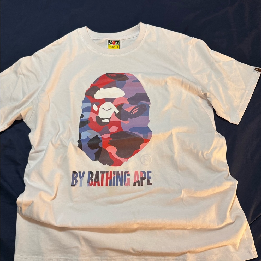 Bape White Tee with Vibrant Graphic
